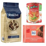 Кофе зерно, рисовые хлебцы и шоколад